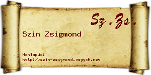 Szin Zsigmond névjegykártya